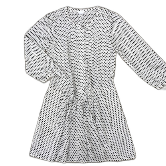 Club Monaco Diamond Print Drop Waist Silk Dress 0 - Picture 1 of 14